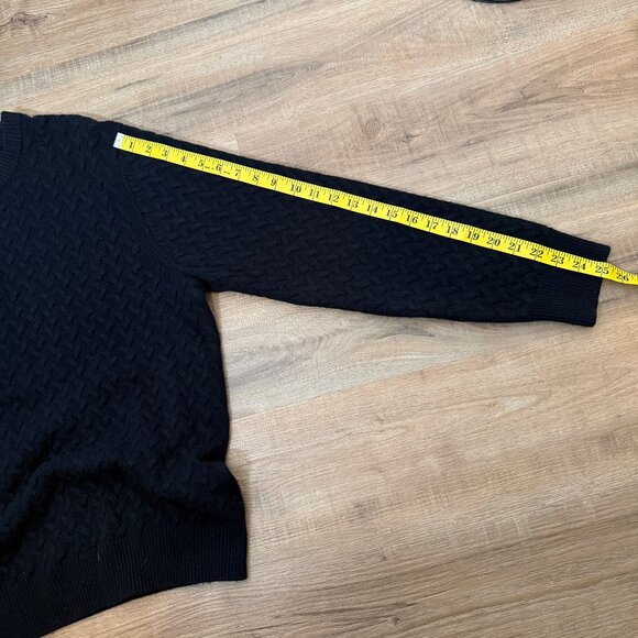 Banana Republic Men's 100% Cashmere Sweater Crew Neck Cable Knit Thick Black L - Picture 6 of 8